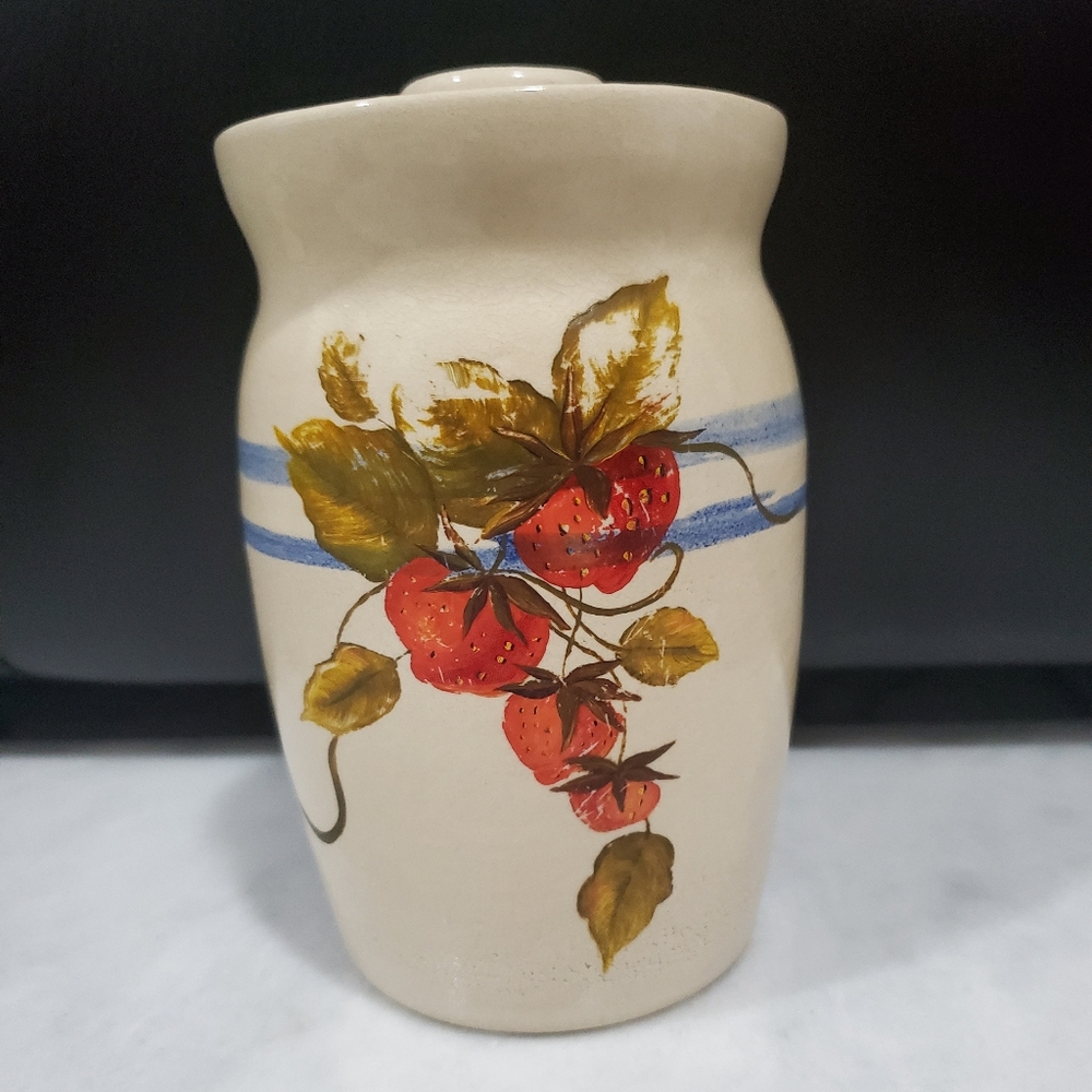 vintage stoneware pottery jar vase w/ lid